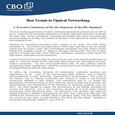 Best trends in optical networking