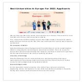 Best universities in europe for 2021 applicants