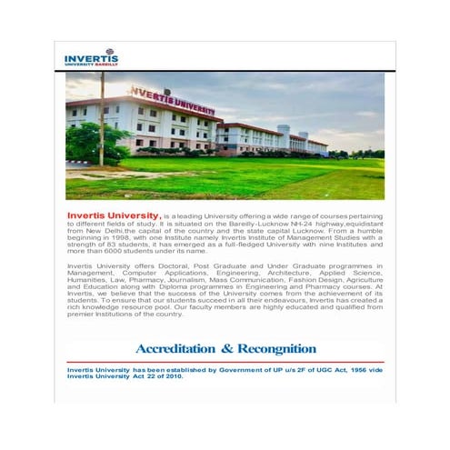 Invertis University NAAC ACCREDITED leading University | PPTX