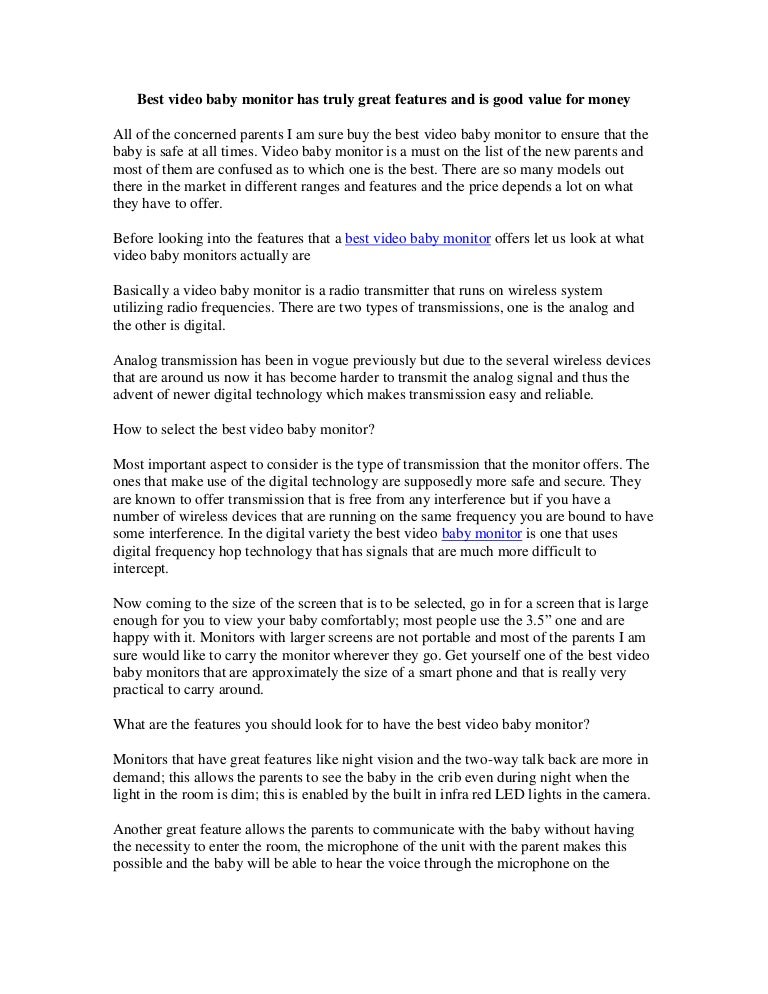 best value video baby monitor