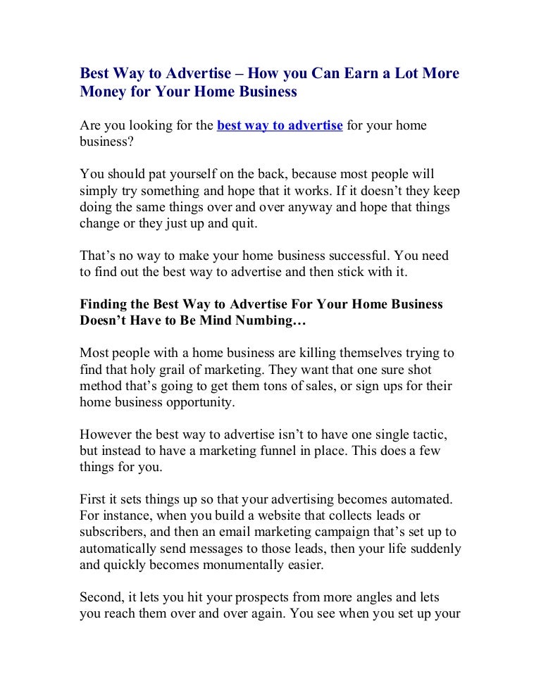 Best way to advertise