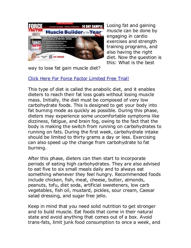 Best Way To Lose Fat Gain Muscle Diet - Force Factor