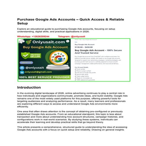 A Practical Guide to Buying Google Ads Accounts for Beginners: Learn ...