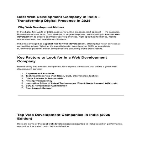 🏆 Best Web Development Company in India – Transforming Digital Presence in 20...