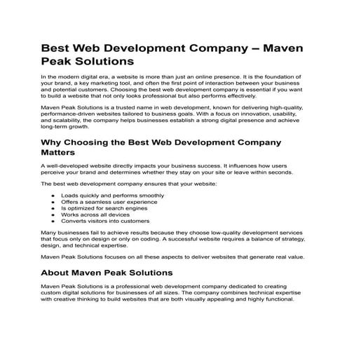 Maven Peak Solutions: Leading Web Development Company for Business ...