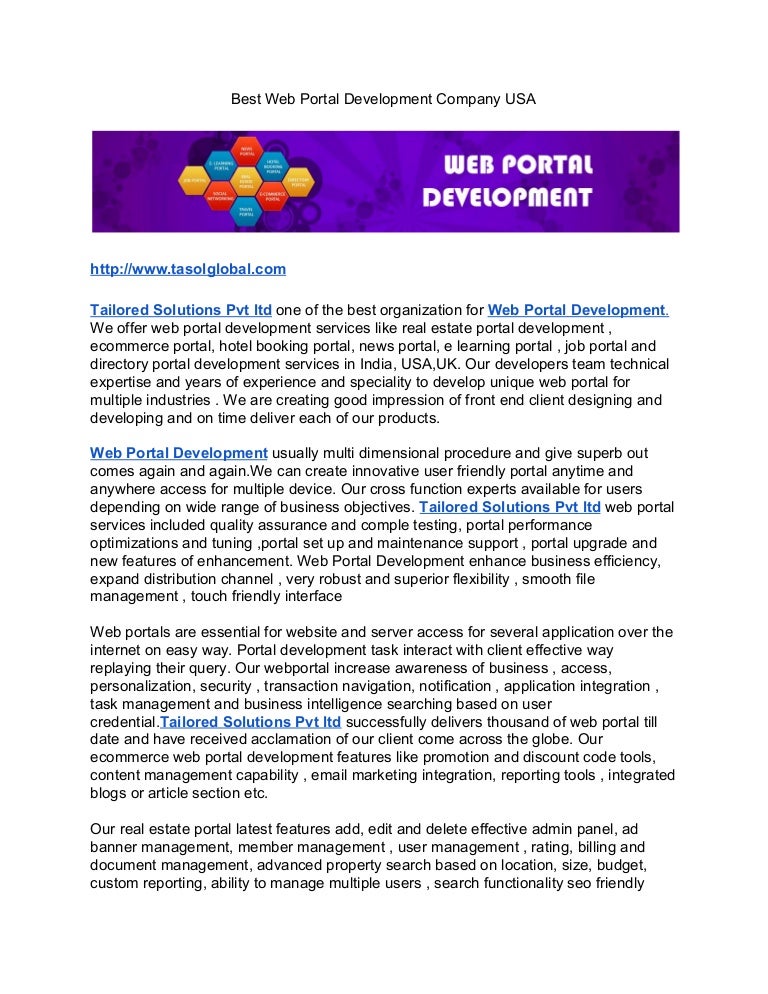 Best Web Portal Development Company Usa 1