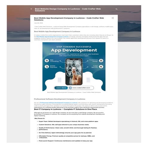 Best Mobile App Development Company in Lucknow - Code Crafter Web Solutions
