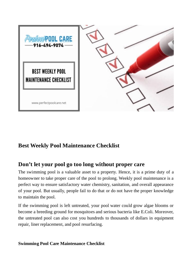 Best weekly pool maintenance checklist