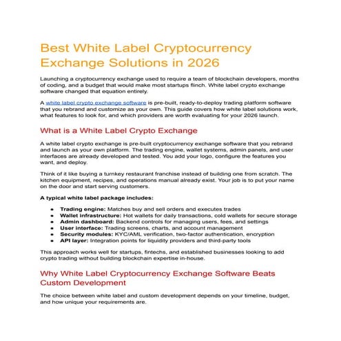 Top 10 White Label Crypto Exchange Clone Scripts for 2026: Features ...