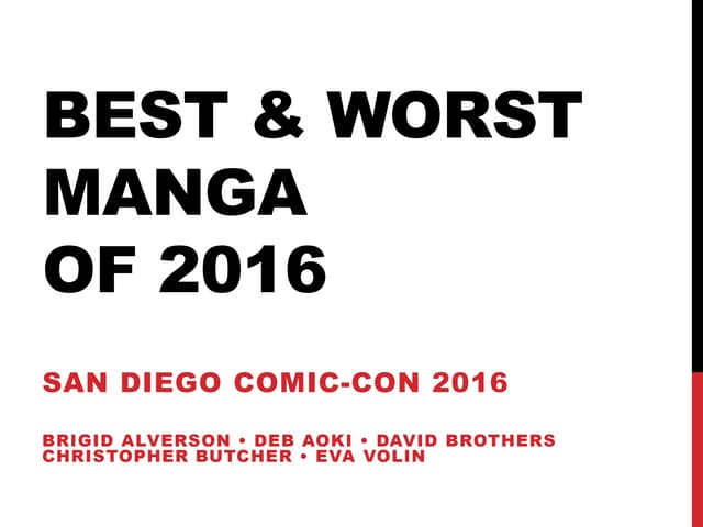 Best and Worst Manga - San Diego Comic-Con 2016