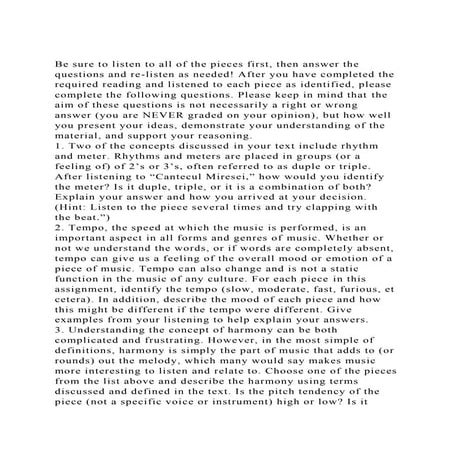 Be sure to listen to all of the pieces first, then answer the ques.docx