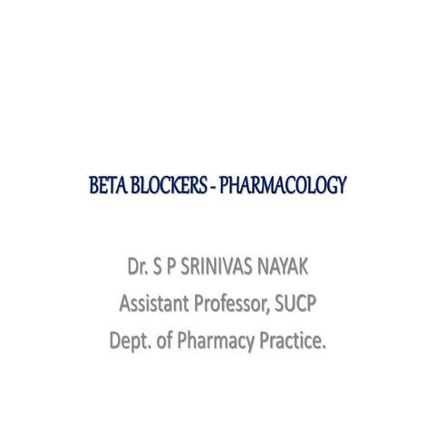Beta blockers - pharmacology