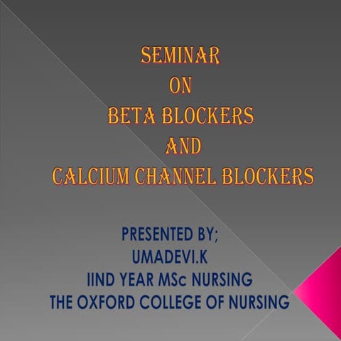 Beta blockers and calcium channel blockers