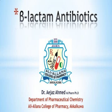 Beta lactam antibiotics
