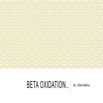 Beta oxidation