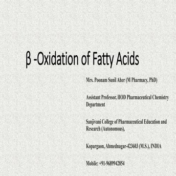Beta oxidation of saturated fatty acid | PDF