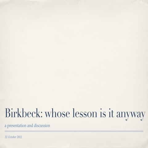 Birkbeck Excellence in Teaching award