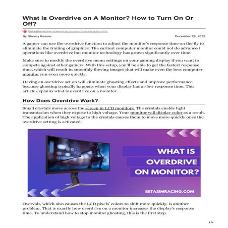 What is Overdrive on A Monitor How to Turn On Or Off