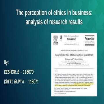 Business Ethics & Perception