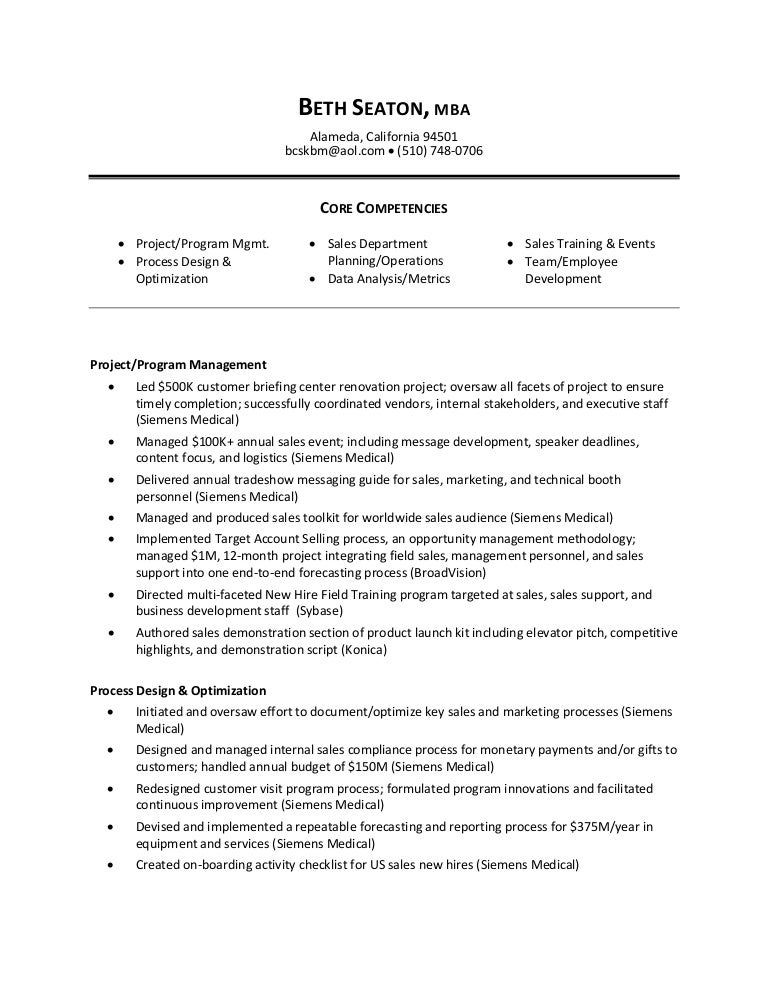 functional sales resume