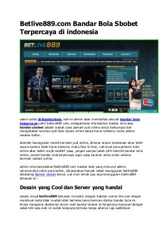 Betlive889 agen bola sbobet