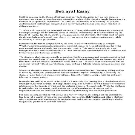 Betrayal Essay. Betrayal essays - Do My Paper in High Quality
