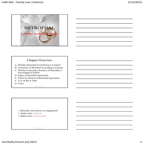 Islamic Family Law - Betrothal