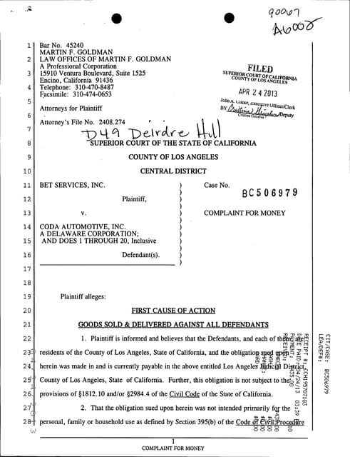 BET Services vs Coda Automotive