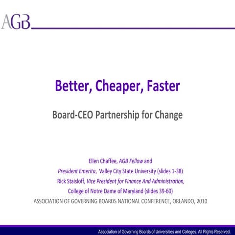 Better cheaper faster   board-ceo partnership for change