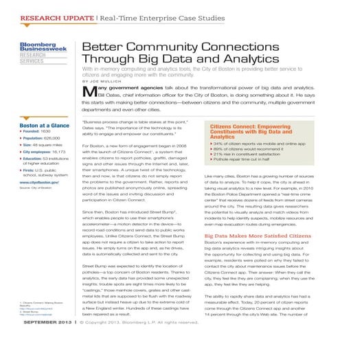 Better Community Connections Through Big Data and Analytics