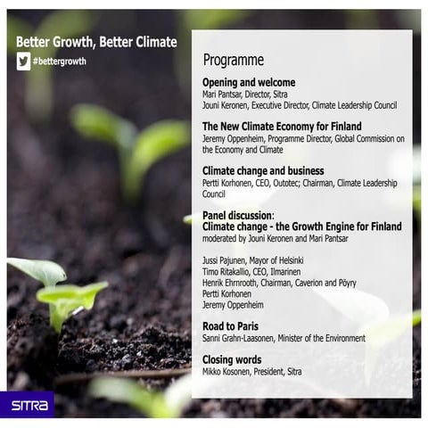 Better Growth, Better Climate - event 3.3.2015