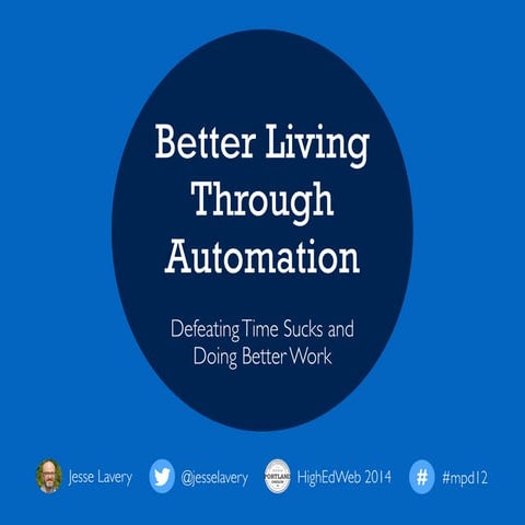 Better Living Through Automation: Defeating Time Sucks and Doing Better Work