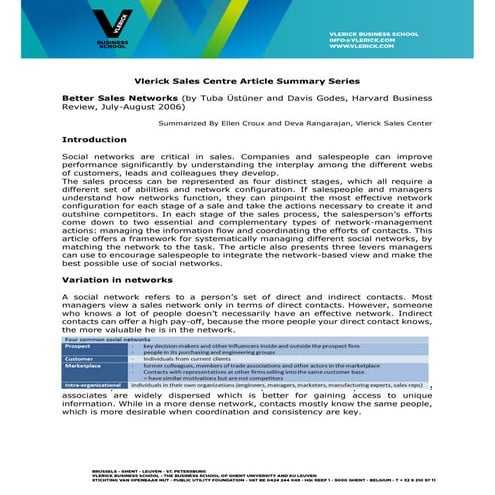 Better sales networks