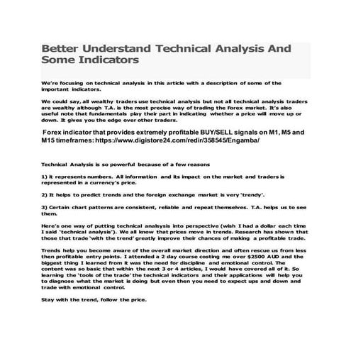 Better understand technical analysis and some indicators