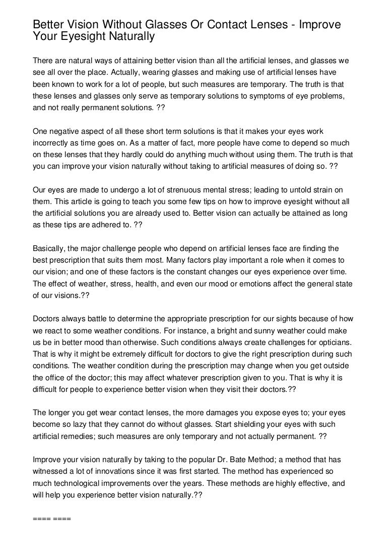 does wearing glasses improve eyesight