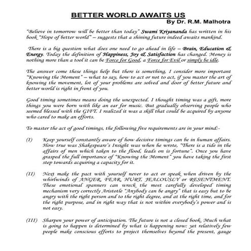 BETTER WORLD AWAITS YOU