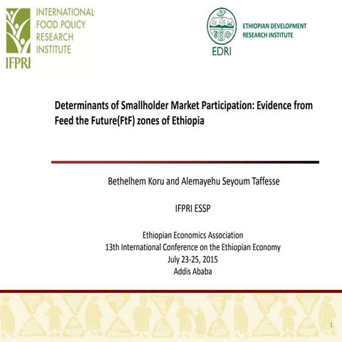 Determinants of Smallholder Market Participation: Evidence from Feed the Futu...