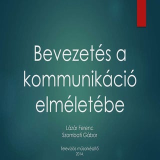 Bevezetés a kommunikáció elméletébe