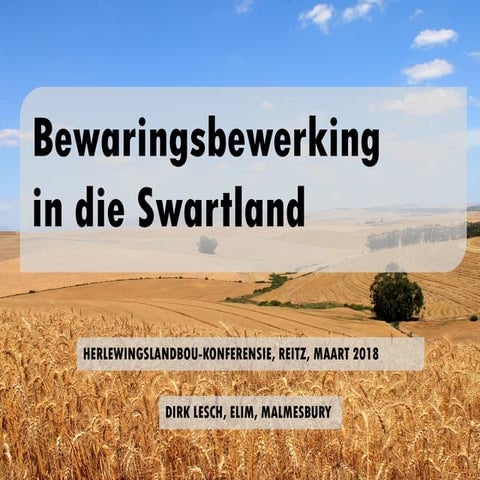 Bewaringsbewerking in die Swartland