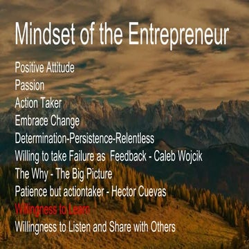 Be Willing to Learn as a Trait of The Mindset of the Entrepreneur