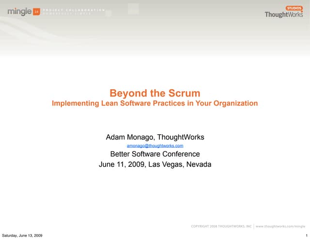 Beyond the Scrum - I