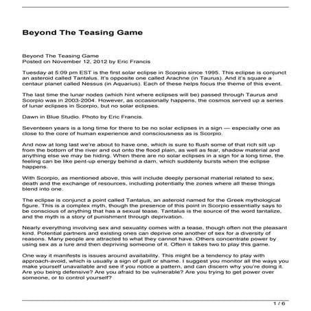 Beyond The Teasing Game