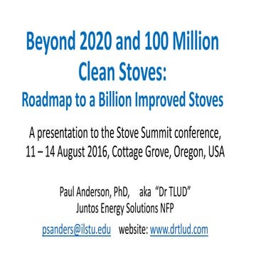 Beyond 2020 and 100 Million Clean Stoves: Roadmap to a Billion Improved Stoves