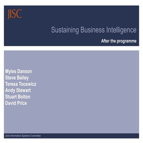 JISC Beyond the Business Intelligence Programme