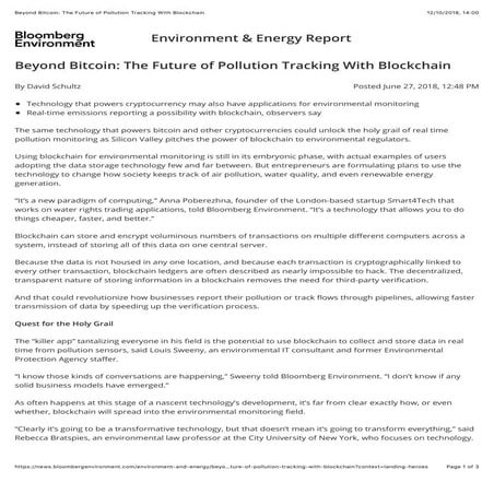 Beyond bitcoin: the future of pollution tracking with blockchain