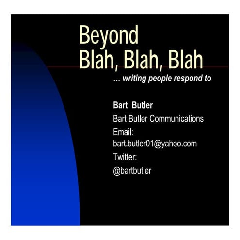 Beyond Blah, Blah, Blah - Bart Butler