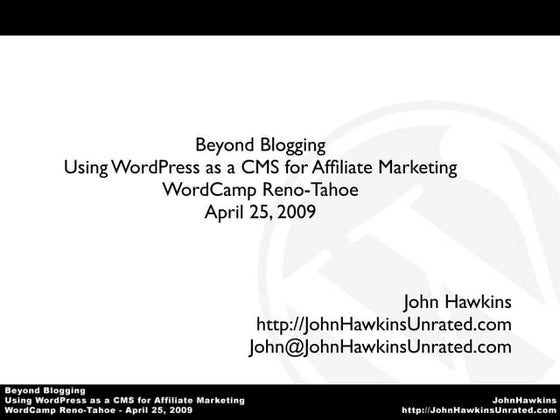 Using WordPress as a CMS for Affiliate Marketing