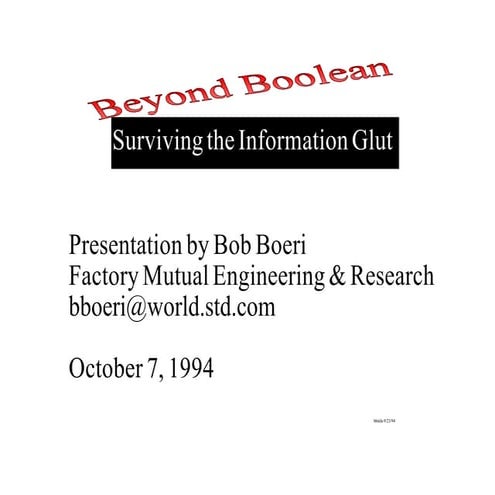 Beyond Boolean - Enterprise Search Technologies