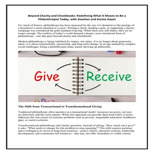 Beyond Charity and Checkbooks - Redefining What It Means to Be a ...