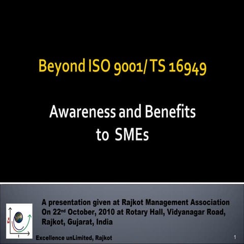 Beyond ISO 9001 : Benefits to SMEs